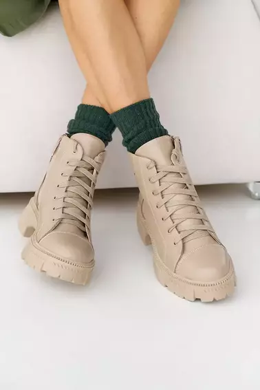 Жіночі черевики шкіряні зимові бежеві Udg 24178/125А фото 6 — інтернет-магазин Tapok