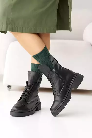 Женские ботинки кожаные зимние черные Udg 24140/1А фото 3 — интернет-магазин Tapok