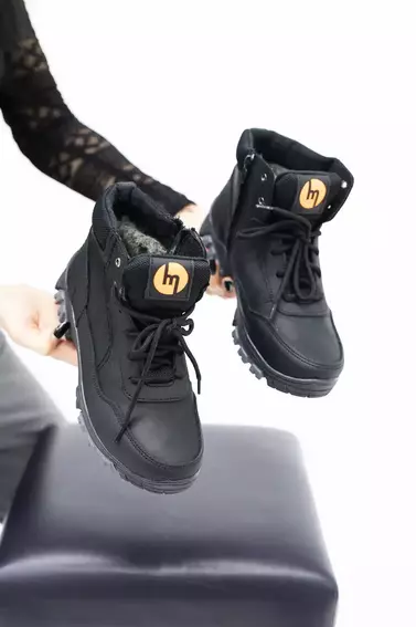 Подростковые ботинки кожаные зимние черные Monster М фото 7 — интернет-магазин Tapok