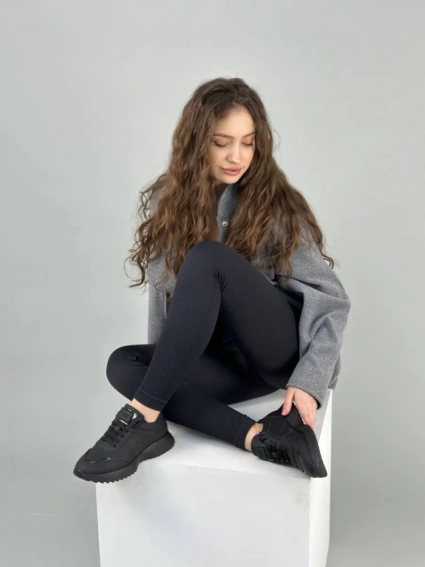Кроссовки женские кожаные черного цвета фото 3 — интернет-магазин Tapok