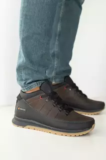 Чоловічі кросівки шкіряні зимові чорні-коричневі Emirro 101