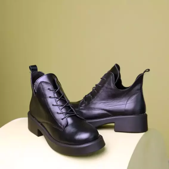 Ботинки кожаные осенние 586835 Черные фото 9 — интернет-магазин Tapok
