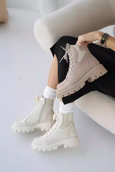 Женские ботинки кожаные зимние молочные Tango 717 фото 3 — интернет-магазин Tapok