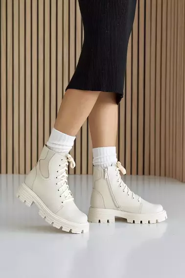 Женские ботинки кожаные зимние молочные Tango 717 фото 16 — интернет-магазин Tapok