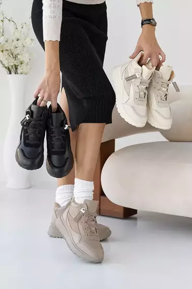 Жіночі кросівки шкіряні зимові чорні Yuves 272 хутро фото 2 — інтернет-магазин Tapok