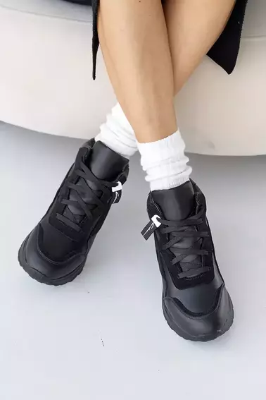 Жіночі кросівки шкіряні зимові чорні Yuves 272 хутро фото 5 — інтернет-магазин Tapok