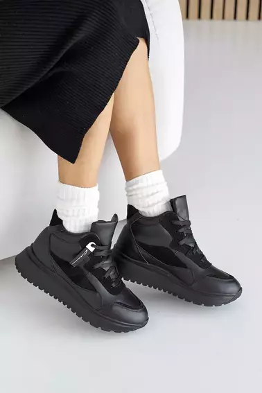Жіночі кросівки шкіряні зимові чорні Yuves 272 хутро фото 12 — інтернет-магазин Tapok