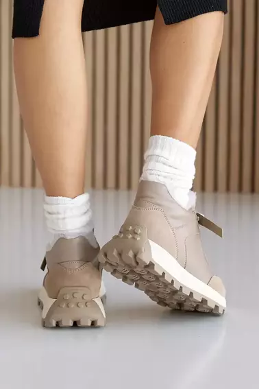 Жіночі кросівки шкіряні зимові бежеві Yuves 615 хутро фото 9 — інтернет-магазин Tapok