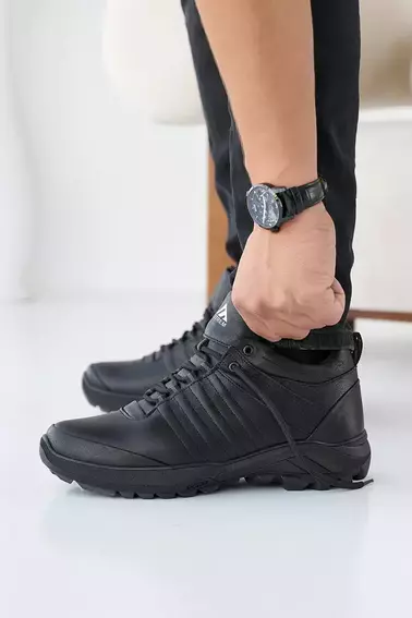 Мужские кроссовки кожаные зимние черные Extrem 1722 фото 3 — интернет-магазин Tapok