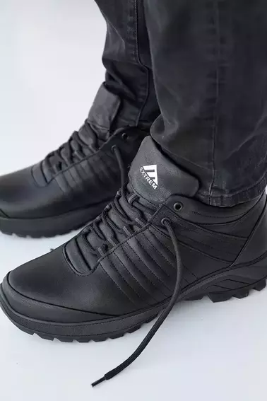 Мужские кроссовки кожаные зимние черные Extrem 1722 фото 4 — интернет-магазин Tapok