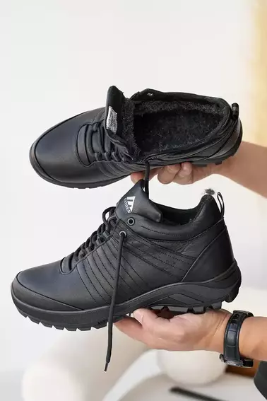 Мужские кроссовки кожаные зимние черные Extrem 1722 фото 5 — интернет-магазин Tapok