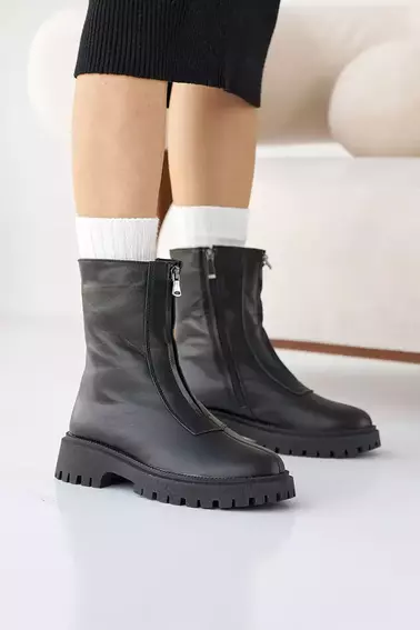 Женские ботинки кожаные зимние черные Solo 190 фото 1 — интернет-магазин Tapok