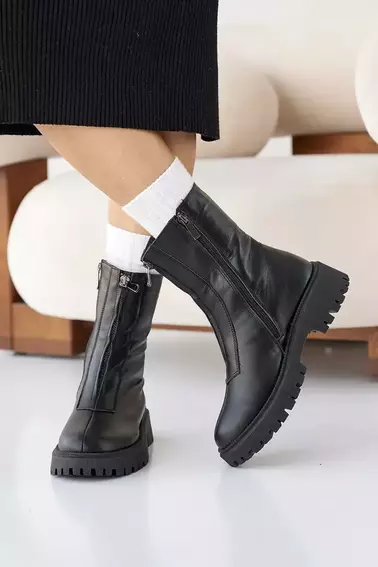 Женские ботинки кожаные зимние черные Solo 190 фото 2 — интернет-магазин Tapok