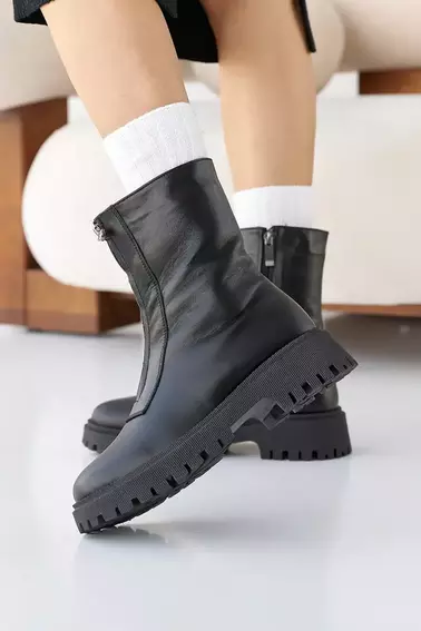 Женские ботинки кожаные зимние черные Solo 190 фото 3 — интернет-магазин Tapok