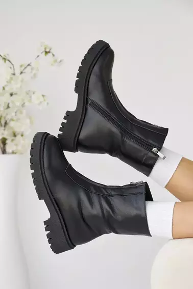 Женские ботинки кожаные зимние черные Solo 190 фото 6 — интернет-магазин Tapok