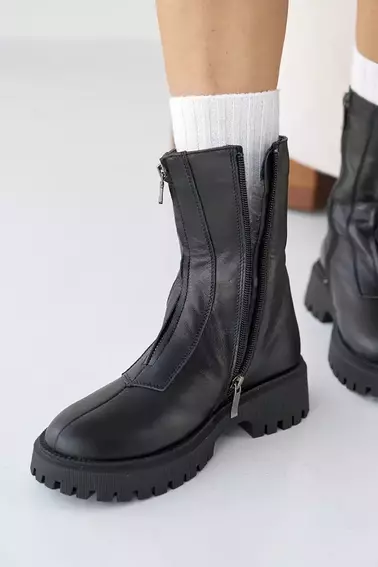 Женские ботинки кожаные зимние черные Solo 190 фото 7 — интернет-магазин Tapok