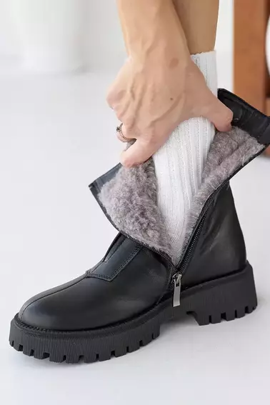 Женские ботинки кожаные зимние черные Solo 190 фото 8 — интернет-магазин Tapok