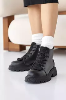 Женские ботинки кожаные зимние черные OLLI 24
