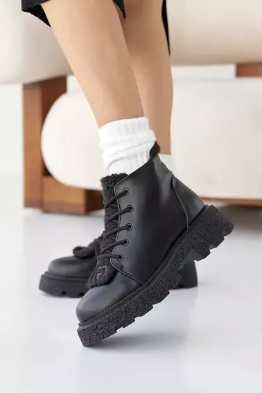 Женские ботинки кожаные зимние черные OLLI 24 фото 2 — интернет-магазин Tapok