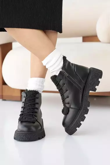 Женские ботинки кожаные зимние черные OLLI 24 фото 3 — интернет-магазин Tapok