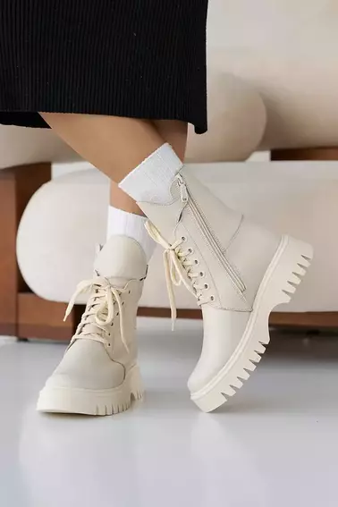 Жіночі черевики шкіряні зимові молочні Tango L 01 на меху фото 6 — інтернет-магазин Tapok