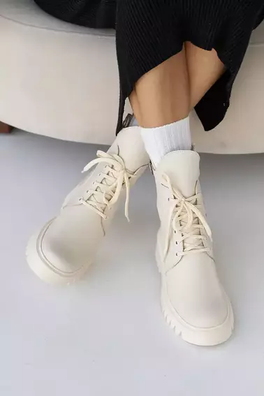 Жіночі черевики шкіряні зимові молочні Tango L 01 на меху фото 8 — інтернет-магазин Tapok