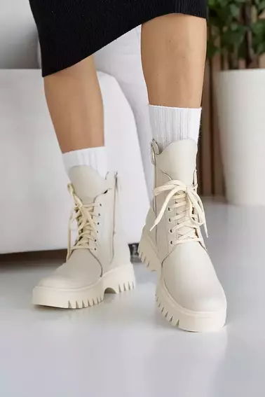 Жіночі черевики шкіряні зимові молочні Tango L 01 на меху фото 9 — інтернет-магазин Tapok