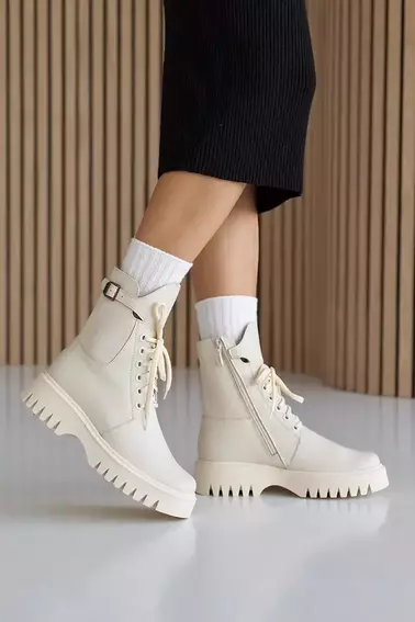 Жіночі черевики шкіряні зимові молочні Tango L 01 на меху фото 12 — інтернет-магазин Tapok