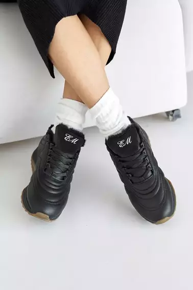 Жіночі кросівки шкіряні зимові чорні Emirro 10271-01 фото 3 — інтернет-магазин Tapok