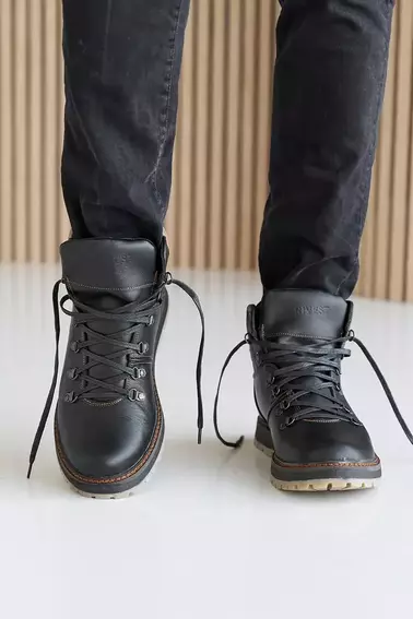 Мужские ботинки кожаные зимние черные Rivest С фото 2 — интернет-магазин Tapok