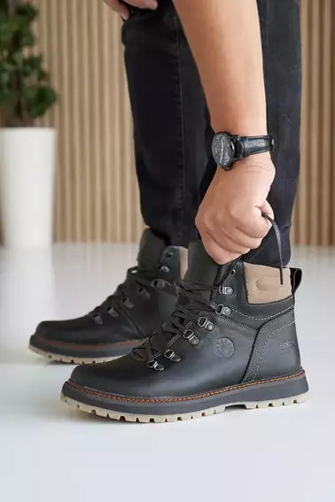 Мужские ботинки кожаные зимние черные Rivest С фото 3 — интернет-магазин Tapok