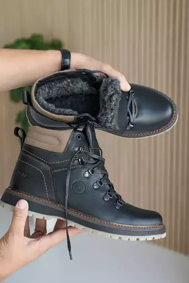 Мужские ботинки кожаные зимние черные Rivest С фото 5 — интернет-магазин Tapok