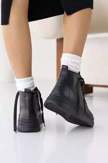 Жіночі черевики шкіряні зимові чорні Udg 24171/1А фото 5 — інтернет-магазин Tapok
