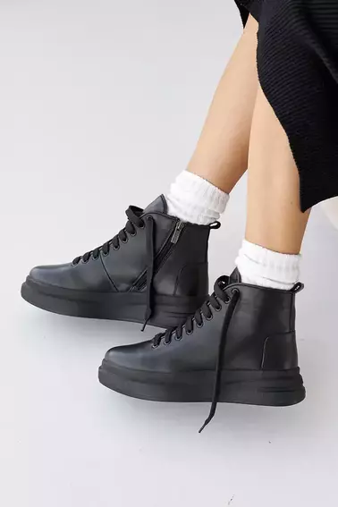 Жіночі черевики шкіряні зимові чорні Udg 24171/1А фото 6 — інтернет-магазин Tapok