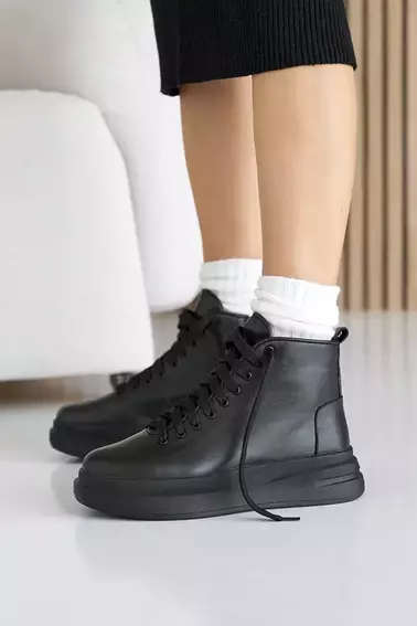 Жіночі черевики шкіряні зимові чорні Udg 24171/1А фото 9 — інтернет-магазин Tapok