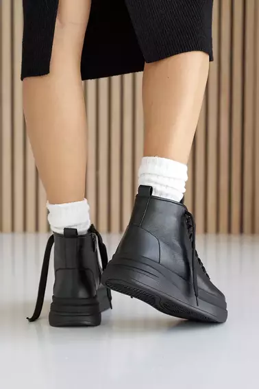 Жіночі черевики шкіряні зимові чорні Udg 24171/1А фото 11 — інтернет-магазин Tapok