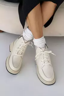 Женские ботинки кожаные зимние молочные VlaMar 306