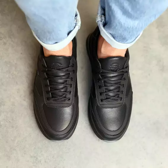 Кроссовки мужские кожаные 586910 Черные фото 4 — интернет-магазин Tapok