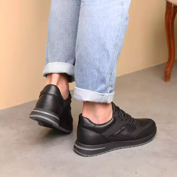 Кроссовки мужские кожаные 586910 Черные фото 9 — интернет-магазин Tapok