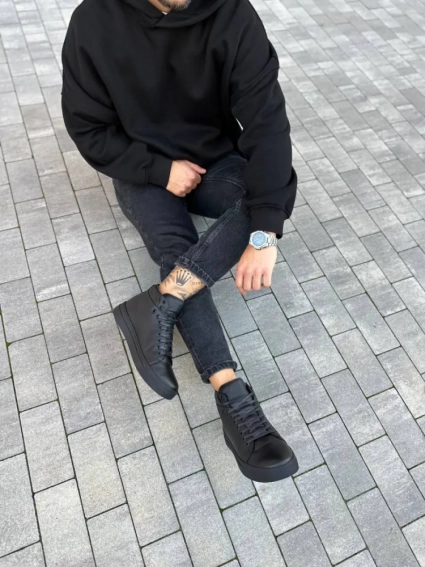 Черевики чоловічі шкіряні чорного кольору зимові фото 7 — інтернет-магазин Tapok