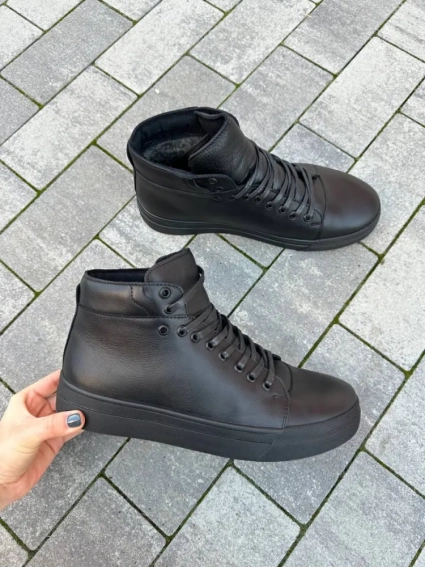 Ботинки мужские кожаные черного цвета зимние фото 11 — интернет-магазин Tapok