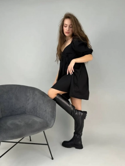 Сапоги женские кожаные черного цвета зимние фото 8 — интернет-магазин Tapok
