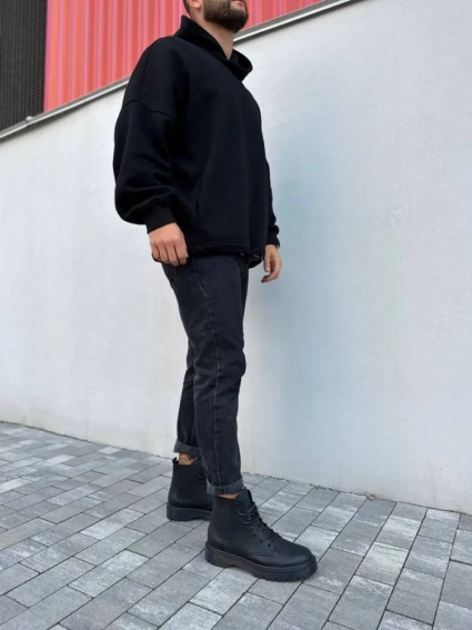 Ботинки мужские кожа флотар черного цвета демисезонные фото 7 — интернет-магазин Tapok