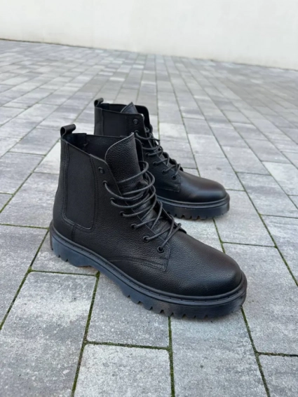 Ботинки мужские кожа флотар черного цвета демисезонные фото 11 — интернет-магазин Tapok