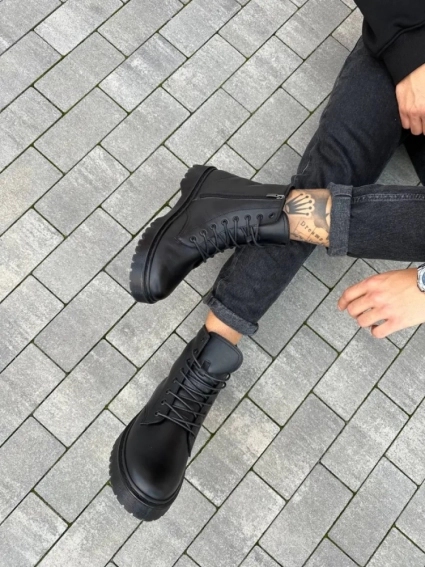 Ботинки мужские кожаные черные зимние фото 4 — интернет-магазин Tapok