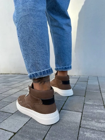 Ботинки мужские из нубука коричневые демисезонные фото 4 — интернет-магазин Tapok