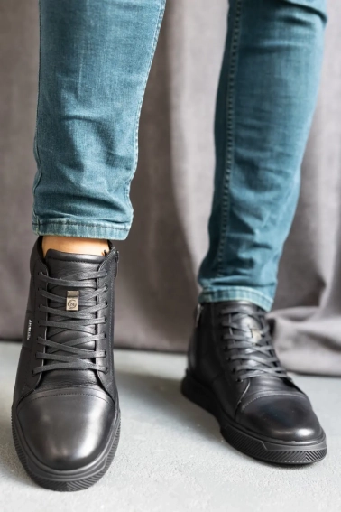 Мужские ботинки кожаные зимние черные Marion 1561 фото 3 — интернет-магазин Tapok