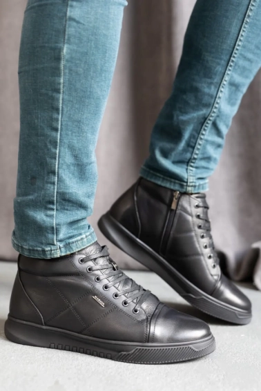 Мужские ботинки кожаные зимние черные Marion 1561 фото 4 — интернет-магазин Tapok