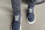 Ботинки мужские из нубука синего цвета демисезонные Фото 3