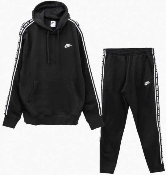Спортивный костюм Nike Club Fleece Graphics Hooded Track Suit Black FB7296-010 фото 1 — интернет-магазин Tapok